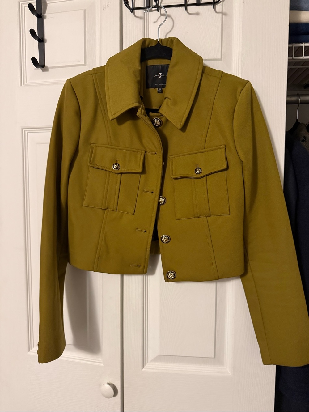 7 For All Mankind Olive Green Cropped Blazer